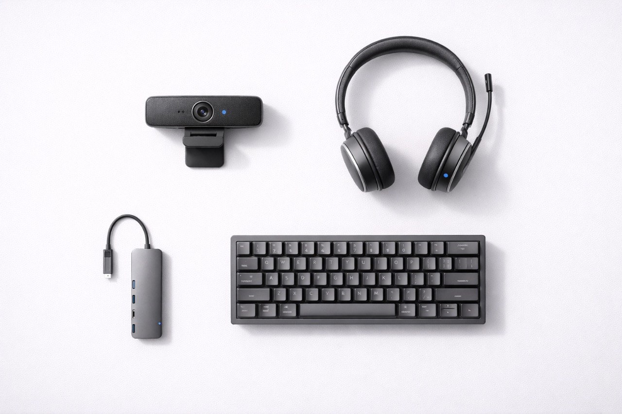 Webcam und Headset für professionelle Videokonferenzen