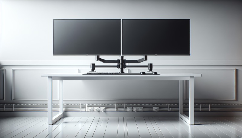 Invision MX400 Dual-Monitorarm mit zwei symmetrisch ausgerichteten Bildschirmen