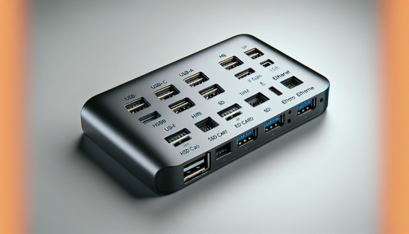 Baseus 17-in-1 USB-C Hub mit allen Anschlüssen sichtbar