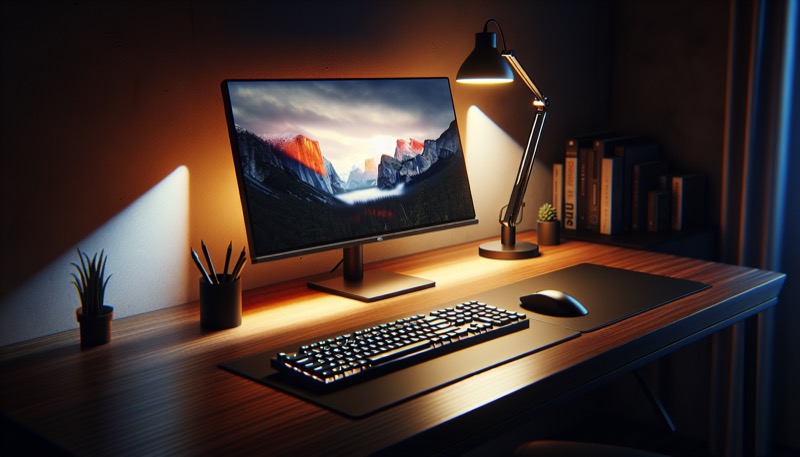 BenQ ScreenBar Halo Monitorlampe mit warmem Licht am Abend