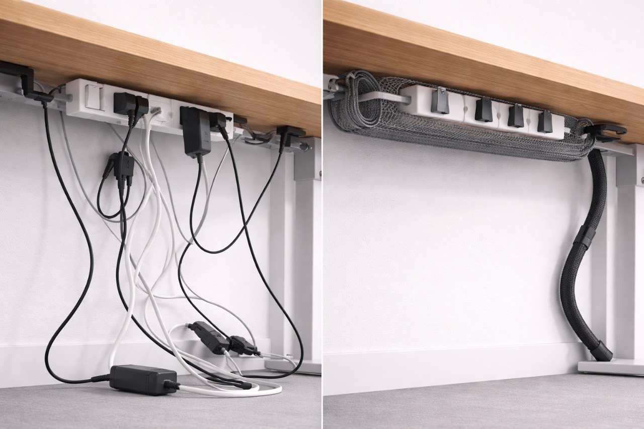 Kabelmanagement unter dem Schreibtisch